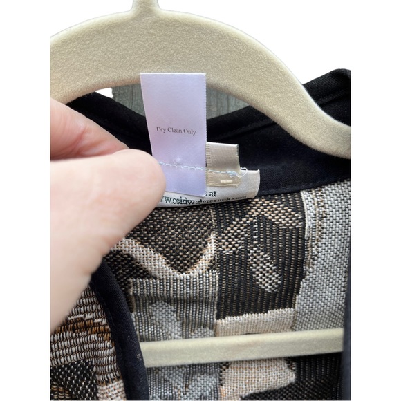 Coldwater Creek XL Tapestry Vest Made in USA Black Gray Brown Neutrals Zip - Picture 6 of 9